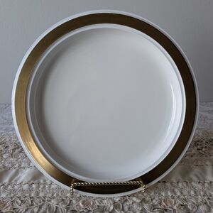 Vintage Ernest Sohn Creations Heavy Gold Rim Porcelain Ceramic Round Platter